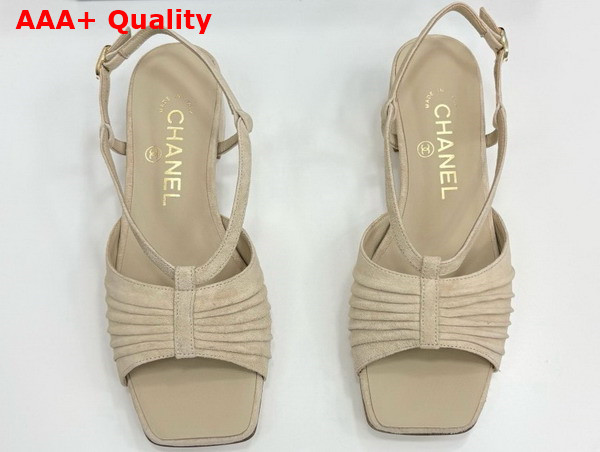 Chanel Sandals in Beige Suede Kidskin G46329 Replica