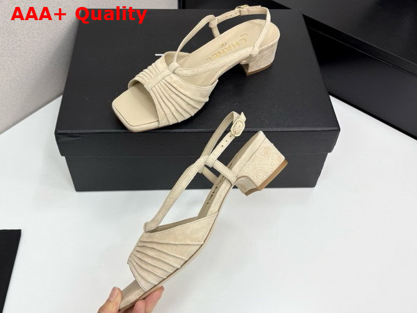 Chanel Sandals in Beige Suede Kidskin G46329 Replica