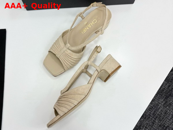 Chanel Sandals in Beige Suede Kidskin G46329 Replica