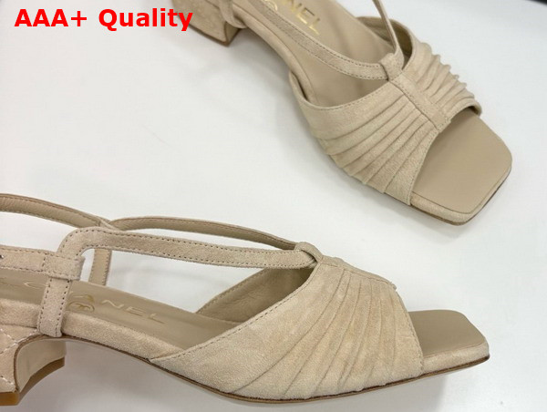 Chanel Sandals in Beige Suede Kidskin G46329 Replica
