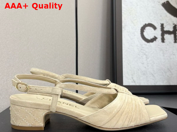 Chanel Sandals in Beige Suede Kidskin G46329 Replica