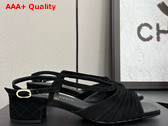 Chanel Sandals in Black Suede Kidskin G46329 Replica