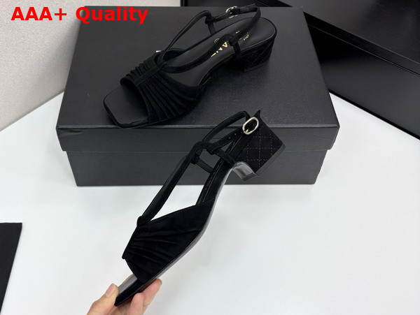 Chanel Sandals in Black Suede Kidskin G46329 Replica