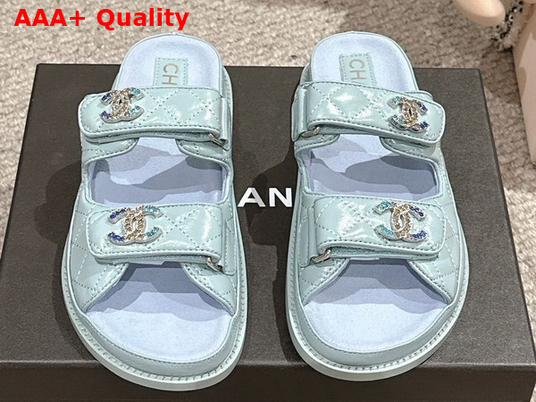 Chanel Sandals in Light Blue Shiny Lambskin G35927 Replica