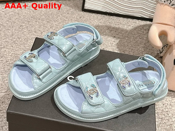 Chanel Sandals in Light Blue Shiny Lambskin G35927 Replica