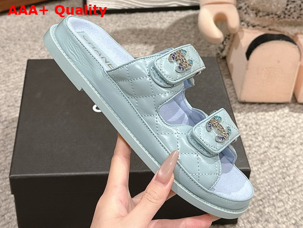 Chanel Sandals in Light Blue Shiny Lambskin G35927 Replica