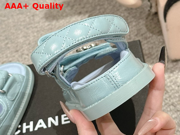 Chanel Sandals in Light Blue Shiny Lambskin G35927 Replica