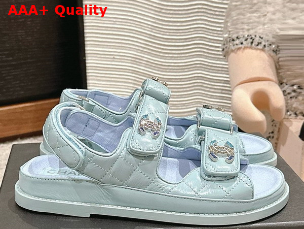 Chanel Sandals in Light Blue Shiny Lambskin G35927 Replica