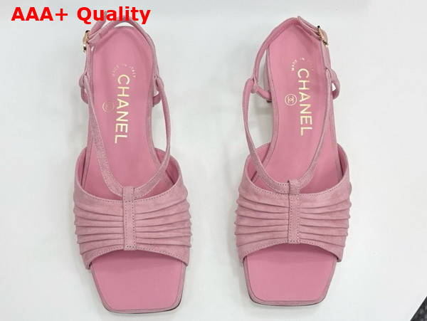 Chanel Sandals in Light Pink Suede Kidskin G46329 Replica