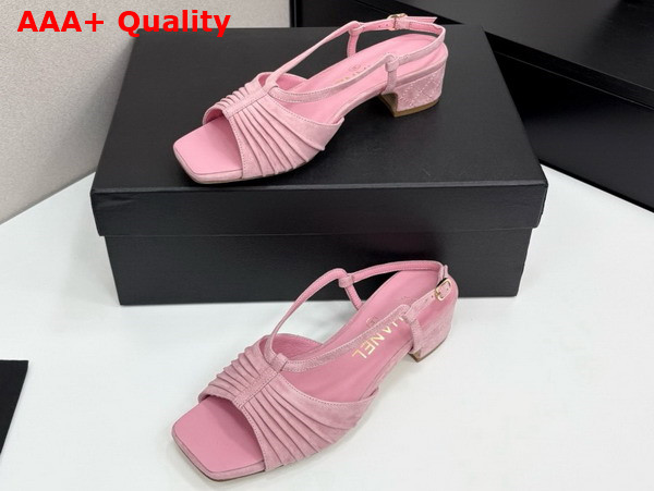 Chanel Sandals in Light Pink Suede Kidskin G46329 Replica