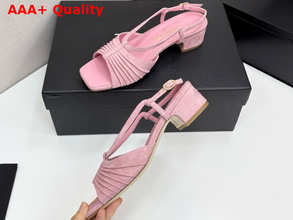 Chanel Sandals in Light Pink Suede Kidskin G46329 Replica