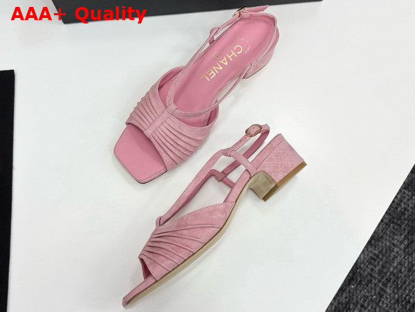 Chanel Sandals in Light Pink Suede Kidskin G46329 Replica