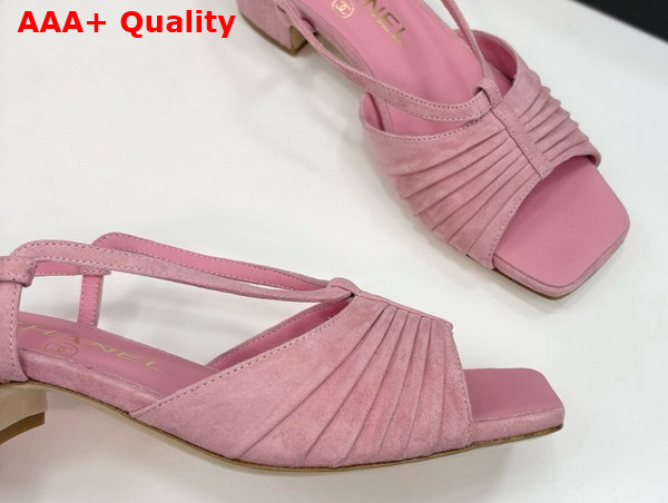 Chanel Sandals in Light Pink Suede Kidskin G46329 Replica
