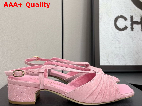 Chanel Sandals in Light Pink Suede Kidskin G46329 Replica