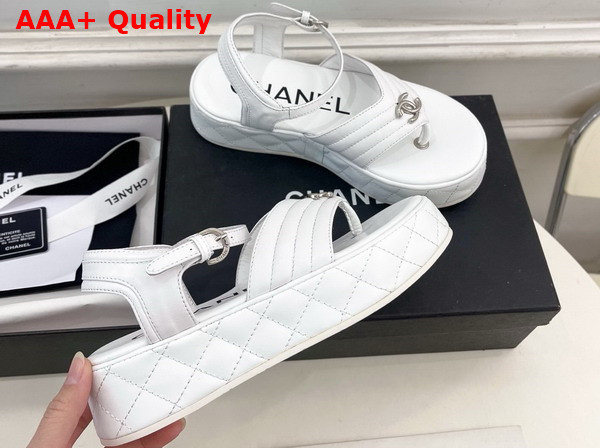 Chanel Sandals in White Lambskin G46108 Replica