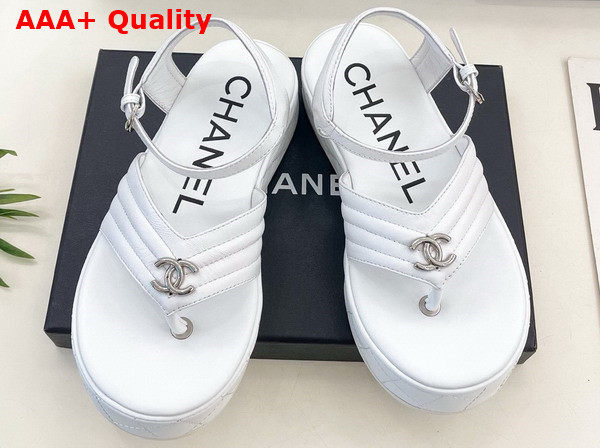 Chanel Sandals in White Lambskin G46108 Replica