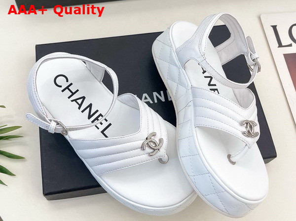 Chanel Sandals in White Lambskin G46108 Replica