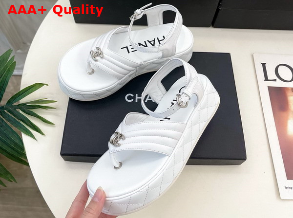 Chanel Sandals in White Lambskin G46108 Replica