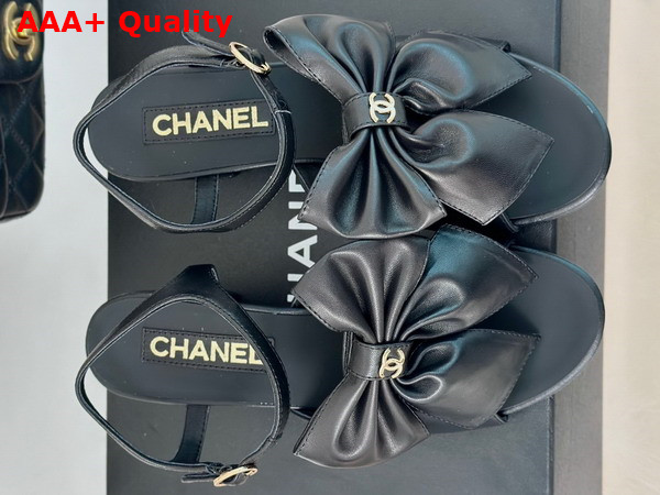 Chanel Sandals with Bow in Black Lambskin G45812 Replica