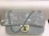 Chanel Sequin Flap Bag in Light Green