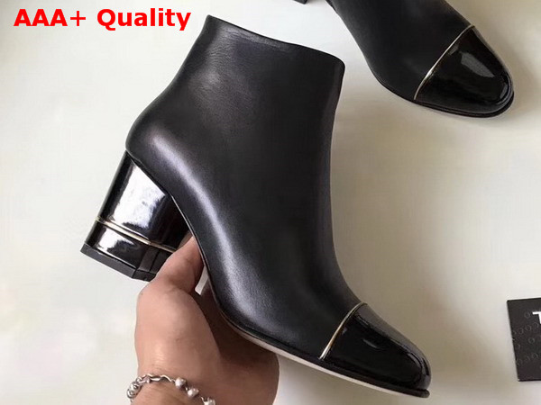 Chanel Short Boot Black Calfskin and Patent Calfskin For Sale