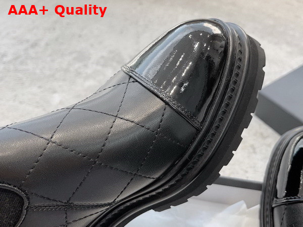 Chanel Short Boots Black Calfskin and Patent Calfskin Replica