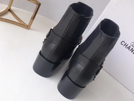 Chanel Short Boots Goatskin and Patent Calfskin Black G34218