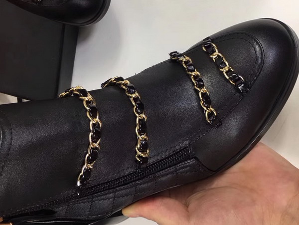 Chanel Short Boots Lambskin and Patent Calfskin Black For Sale