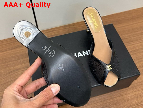 Chanel Slide Sandal Black Mesh and Crystals Replica
