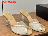 Chanel Slide Sandal Gold Mesh and Crystals Replica