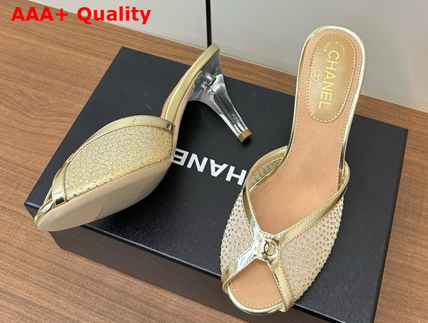 Chanel Slide Sandal Gold Mesh and Crystals Replica