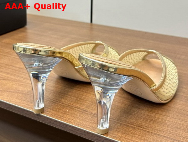 Chanel Slide Sandal Gold Mesh and Crystals Replica