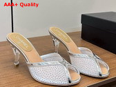 Chanel Slide Sandal Silver Mesh and Crystals Replica