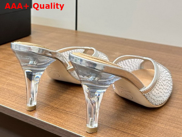 Chanel Slide Sandal Silver Mesh and Crystals Replica