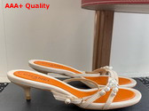 Chanel Slide Sandal in Beige Canvas and Pearls Replica