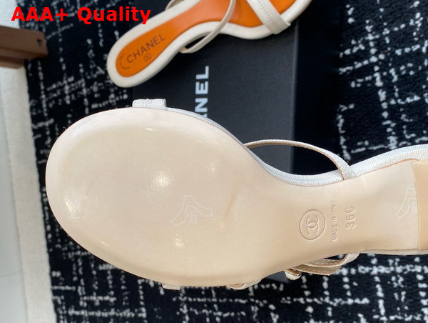 Chanel Slide Sandal in Beige Canvas and Pearls Replica