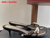 Chanel Slide Sandal in Black Canvas and Pearls Replica