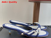 Chanel Slide Sandal in Blue Canvas and Pearls Replica