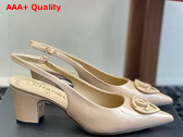 Chanel Slingback Pump in Beige Patent Leather Replica
