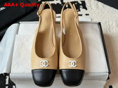 Chanel Slingback Pump in Beige and Black Lambskin Replica