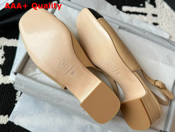 Chanel Slingback Pump in Beige and Black Lambskin Replica