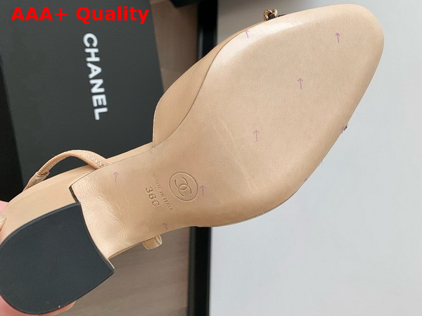Chanel Slingback Pump in Beige and Black Lambskin and Patent Calfskin Replica