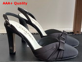 Chanel Slingback Pump in Black Satin and Grosgrain Replica