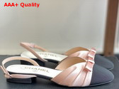 Chanel Slingback Pump in Satin and Grosgrain Light Pink and Black Replica