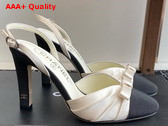 Chanel Slingback Pump in Satin and Grosgrain White and Black Replica