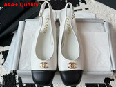 Chanel Slingback Pump in White and Black Lambskin Replica