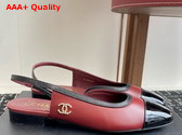 Chanel Slingbacks Lambskin and Patent Calfskin Dark Red and Black Replica