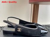 Chanel Slingbacks in Black Suede and Patent Calfskin Replica