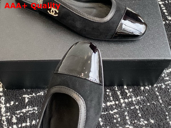 Chanel Slingbacks in Black Suede and Patent Calfskin Replica