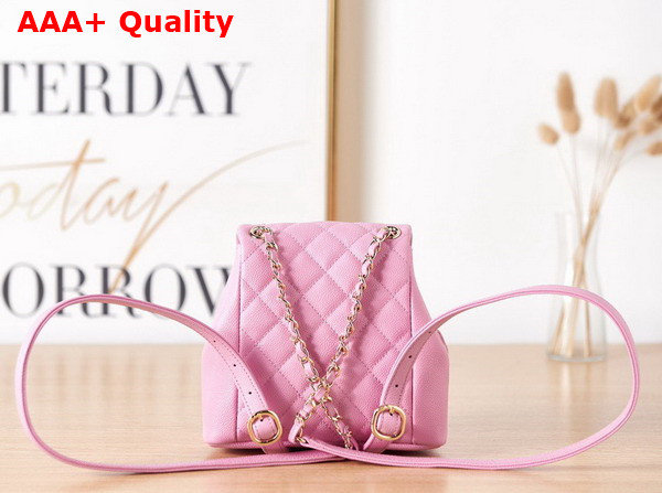 Chanel Small Backpack Lilac Grained Shiny Calfskin Gold Tone Metal AS3787 Replica